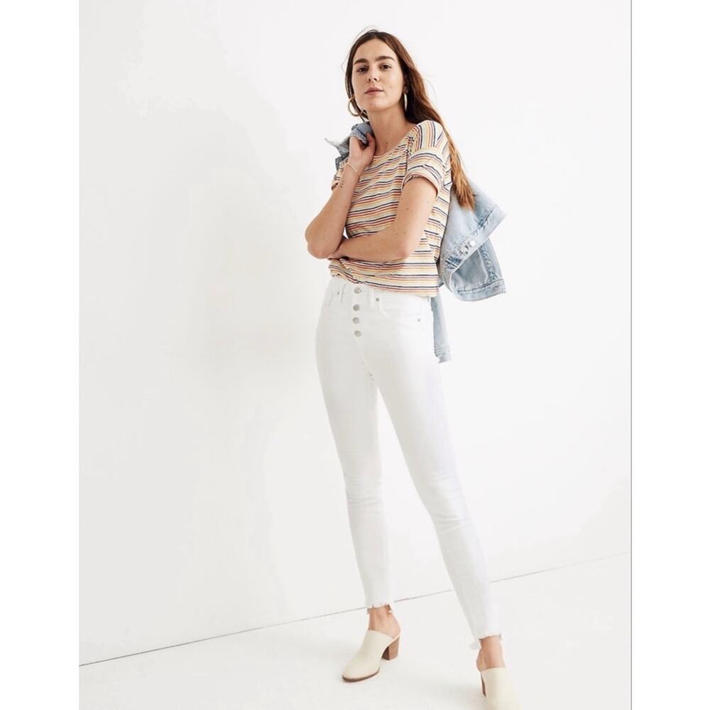 Madewell 10" High-Rise Skinny Jeans Pure White - Size 27T Step Hem Edition*EUC